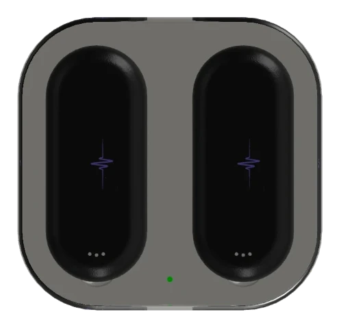 The Actus hub, holding two black sensors